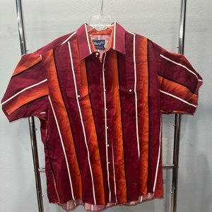 Vtg Wrangler Western Shirt Mens XXL Striped Short Sleeve Pearl‎ Snap Button Up